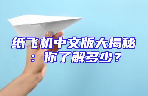 纸飞机中文版大揭秘：你了解多少？