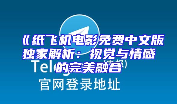 《纸飞机电影免费中文版独家解析：视觉与情感的完美融合