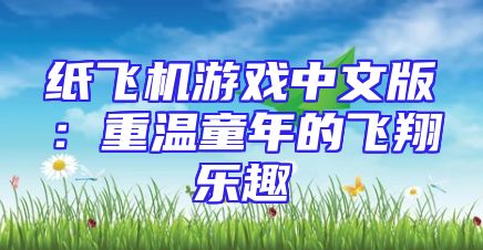 纸飞机游戏中文版：重温童年的飞翔乐趣
