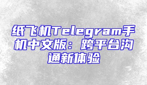 纸飞机Telegram手机中文版：跨平台沟通新体验