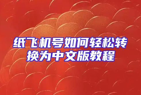 纸飞机号如何轻松转换为中文版教程