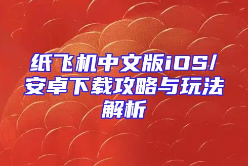 纸飞机中文版iOS/安卓下载攻略与玩法解析