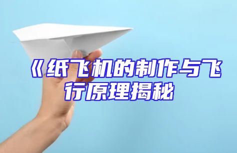 《纸飞机的制作与飞行原理揭秘