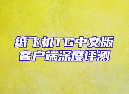 纸飞机TG中文版客户端深度评测