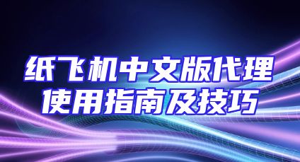 纸飞机中文版代理使用指南及技巧