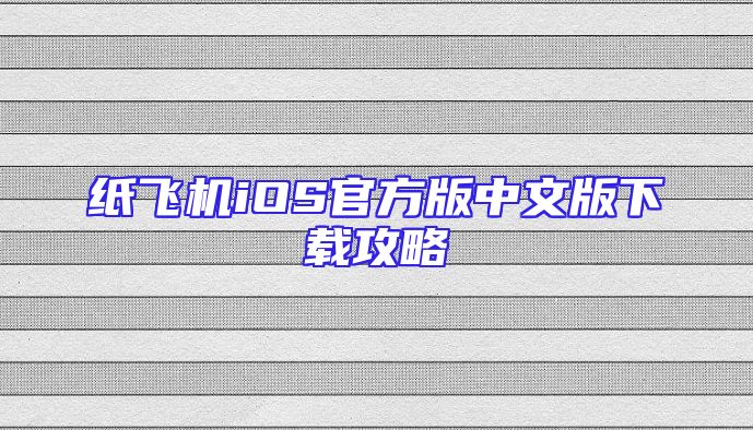 纸飞机iOS官方版中文版下载攻略